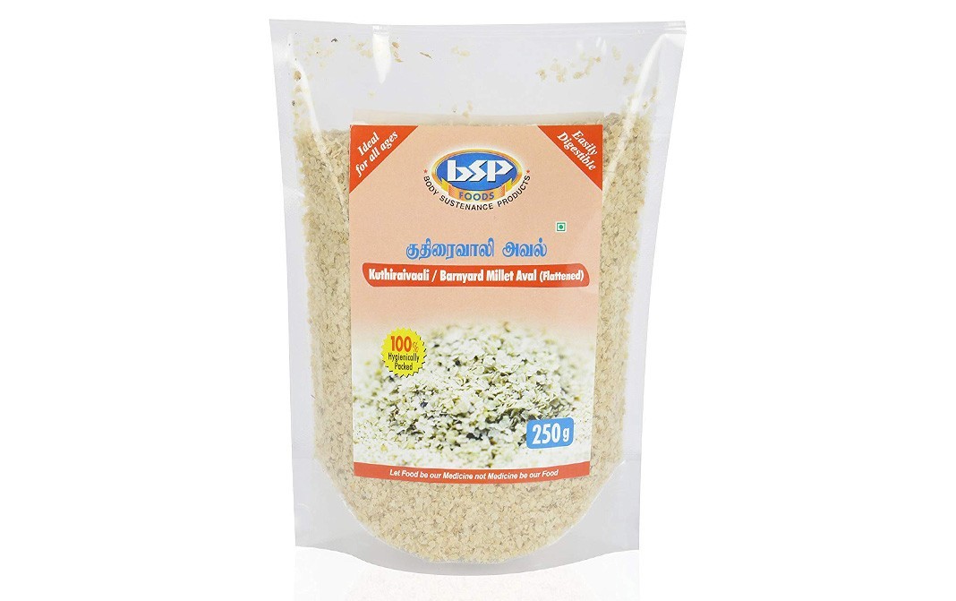 BSP Foods Kuthiraivaali- Barnyard Millet Aval (Flattened)   Pack  250 grams